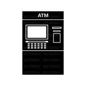 Geldautomat, Geldautomat, Finanzen, Bank, Geld, Banking, Kredit, Debitkarte, Technologie, Abhebung, SVG, PNG Vektor Clipart Cricut Cut Cutting