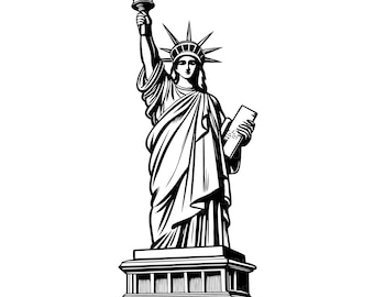 Téléchargement numérique SVG de la Statue de la Liberté, Statue de la Liberté, icône emblématique des États-Unis d'Amérique, clipart de New York