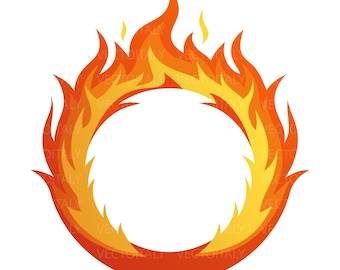 Ring of fire (fiery ring burning, fireball, burning round frame, flaming hoop). Cut files for Cricut (eps, svg, pdf, png, jpeg)