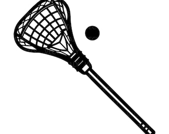 Single Realistic Lacrosse Stick with Ball for Players. Teams, Coaches, Parents, Moms, Dads - Digital Download SVG & PNG
