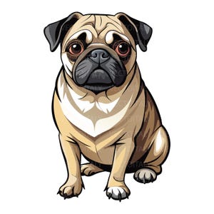Pug Dog Sitting Design Files | svg png eps pdf | vector graphic cut file laser clip art | instant digital download commercial use