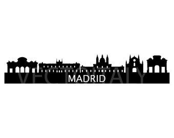 Skyline Madrid im Vektor illustriert und im SVG, PDF, Eps, Png, JPG und Ai Format verfügbar und zum sofortigen Download verfügbar