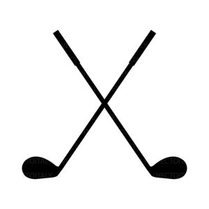Crossed golf clubs illustrated in vector and available in SVG, PDF, Eps, Png, JPEG and Ai format and available for instant download