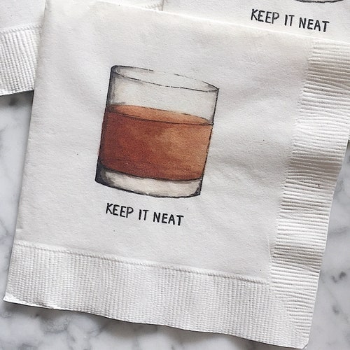 Bourbon Cocktail Napkins Bourbon Napkins Keep It Neat Etsy