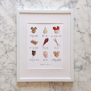 Disney Snacks Art Print | Disney Lover Gift | Disney Food Painting | Disney Food Lover | Disney Wall Art | Disney Home Decor | Disney Park