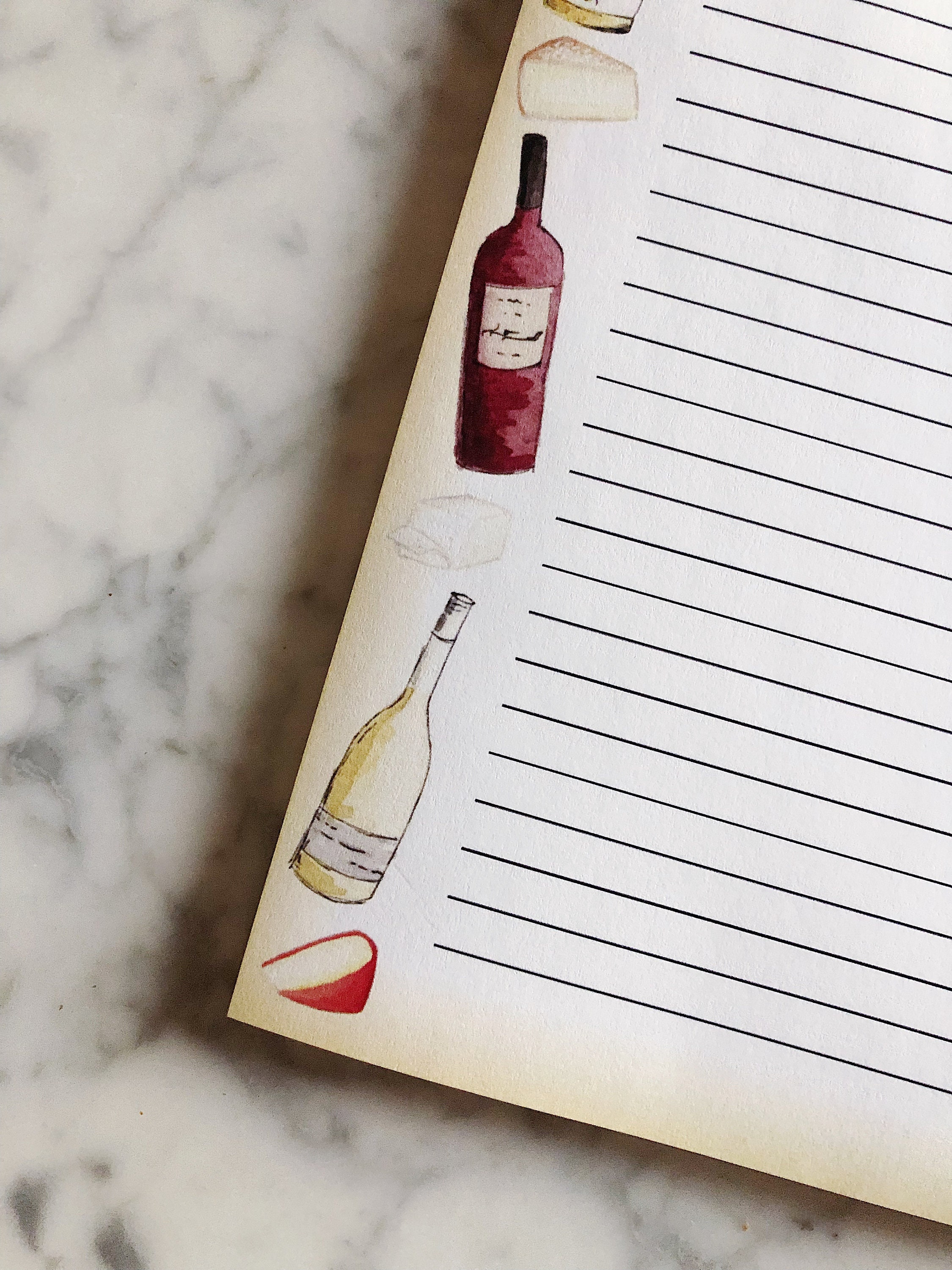Wine and Cheese Grocery List Notepad | 5x7