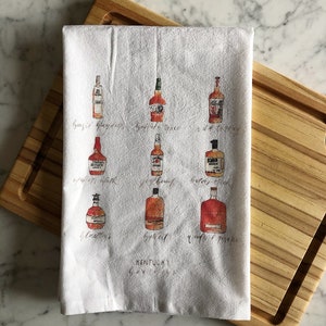 Kentucky Bourbons Tea Towel | Watercolor Kitchen Decor | Bourbon Kitchen Towel | Whiskey Lover Gift | Bar Cart Decor | Housewarming Gift