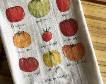 Heirloom Tomatoes Tea Towel | Tomatoes Kitchen Decor | Tomato Kitchen Supplies | Tomato Lover Gift | Tomato Decor | Garden Lover Gift