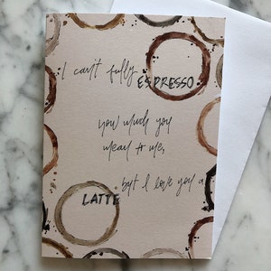 Tarjeta del Día de la Madre con café / Tarjetas de felicitación con café / Café expreso / Café con leche / Tarjeta de amor por el café / Tarjeta de café / Tarjeta de comida para el Día de la Madre