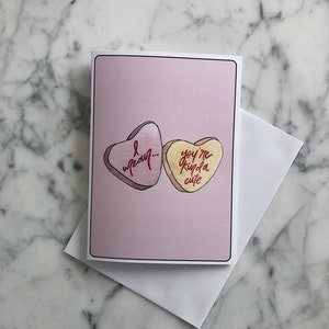 Candy Hearts Valentine's Day Cards | Sassy Valentine Card | Sarcastic Candy VDay Card | Candy Hearts Stationery | I Mean...You're Kinda Cute