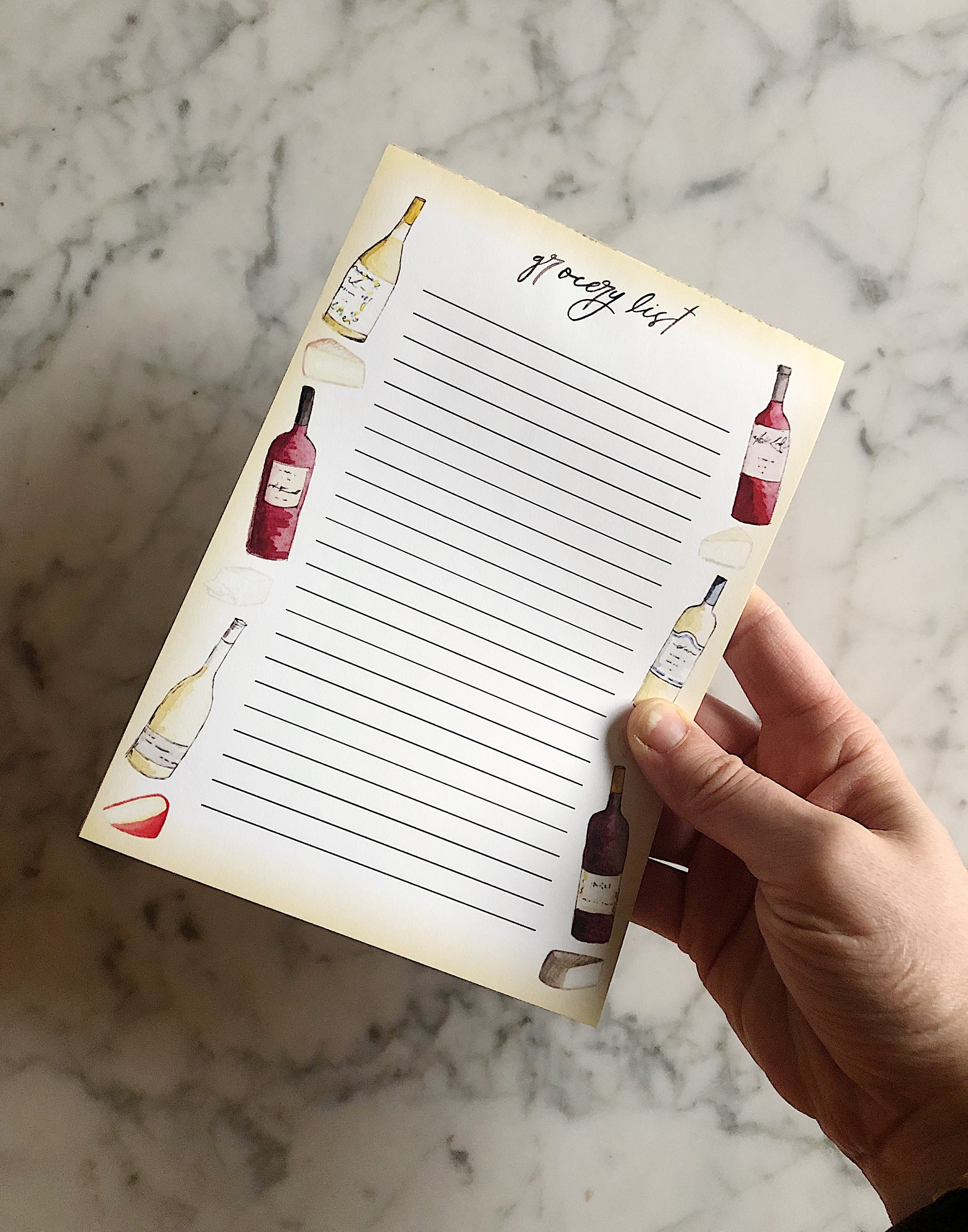 Wine and Cheese Grocery List Notepad | 5x7