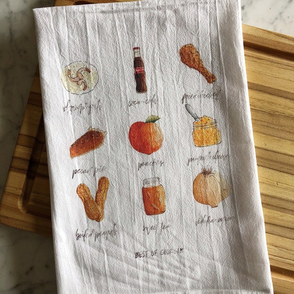 Best of Georgia Tea Towel | Georgia Foods Kitchen Decor | Georgia Kitchen Supplies | Georgia Lover Gift | Georgia House Gift