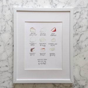 Arte com Queijos do Mundo Todo | Impressão de Arte com Queijo | Arte com Queijo | Pintura de Queijo | Decoração de Casa com Queijo | Presente para Amantes de Queijo