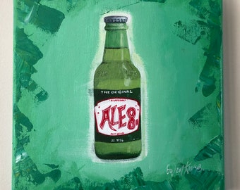 Original Ale 8 Painting on Canvas | Original Ale 8 Painting | Acrylic Ale 8 Art | Kentucky Ale 8 |Ale 8 Home Decor | Ale 8 Lover Gift