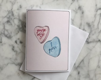 Tarjeta de San Valentín con corazones de caramelo / Papelería sarcástica y atrevida para San Valentín