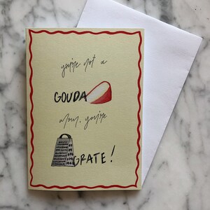 Tarjeta del día de la madre de queso / No eres una mamá de Gouda Eres una rejilla / Tarjeta de felicitación de Gouda / Tarjeta de amante del queso / Tarjeta de comida del día de la madre