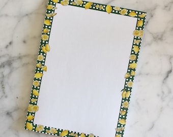 Lemon Green Gingham Notepad | Lemon Office Notepad | Lemon Office Decor | Lemon Notepad | Lemon Gingham Accessories | Lemon Lover Gift