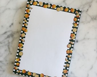 Orange Green Gingham Notepad | Orange Office Notepad | Orange Office Decor | Orange Notepad | Orange Gingham Accessories | Orange Lover Gift