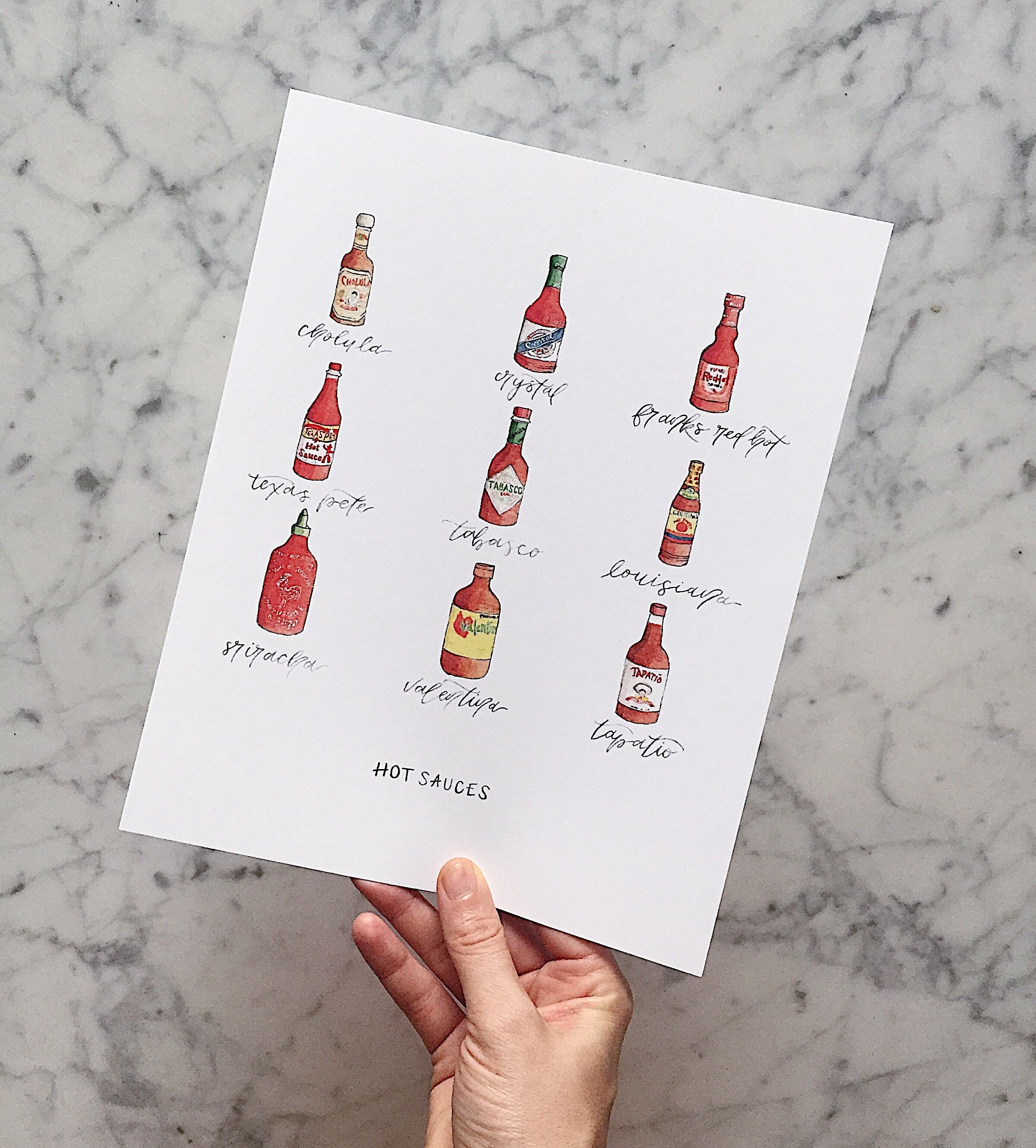 Hot Sauces Art Print Hot Sauce Art Hot Sauce Kitchen Decor Etsy