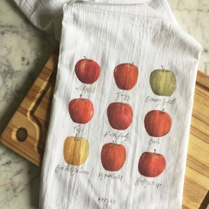 Apple Tea Towel | Apple Kitchen Decor | Apple Kitchen Supplies | Apple Lover Gift | Apple House Decor | Types of Apples Art