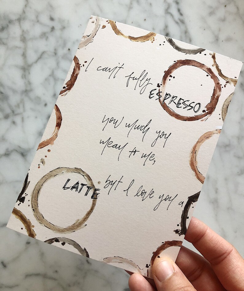 Coffee Pun Greeting Card | I Love You a Latte - Etsy