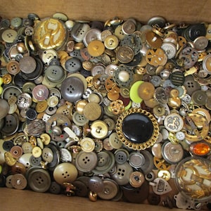 Vintage Button Lot: Gold, Silver, Ensignia Buttons - Craft Supply