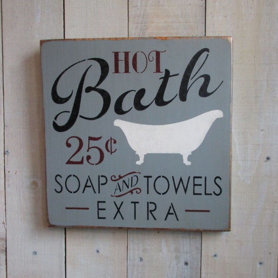 Handmade Sign Hot Bath 25 Cents Bath Decor Vintage Etsy Handmade Sign Hot Bath 25 Cents Bath Decor Vintage Etsy