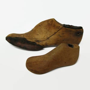 Two Vintage Shoe Lasts - Adult and Child Sizes, Wooden Shoe Molds
