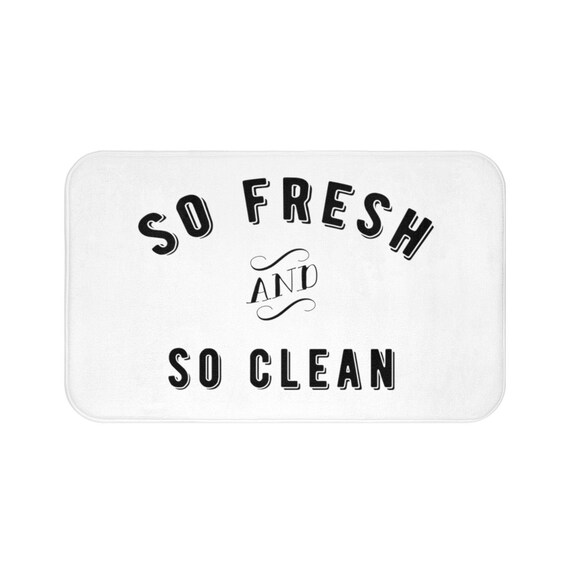 Bath Mat White And Black Shower Rug So Fresh And So Clean Etsy
