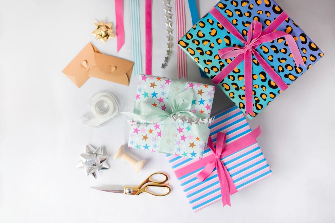 Wrapping Paper and Ribbon Set, Birthday Gift Wrap Paper and Ribbons ...