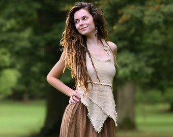 Earthy Cotton Halter Top, Pixie Halter Top, Cross Back Top, Cotton Tie Top, Earthy Halter Top, Boho Top, Festival Clothing, Gift for Her