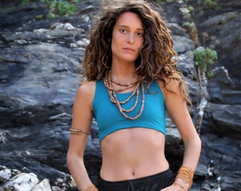 Yoga Top, Crop Top, Lycra Cotton Top, Yoga Clothing, Stretchy Top, Hippie Clothing, Festival Top, Boho Top, Psytrance Clothing, Gift for Her