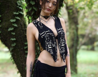 Organic Cotton Mud Cloth Vest - Handwoven African Tribal Festival Wear