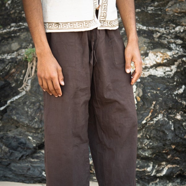 Pantalon en coton khadi naturel, pantalons en coton pour homme, pantalons khadi pour homme, vêtements terreux, pantalons amples, vêtements hippies, pantalons terreux, pantalons longs pour homme