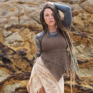 Aardse katoenen pixie-haltertop - Tribal Boho Festival Wear