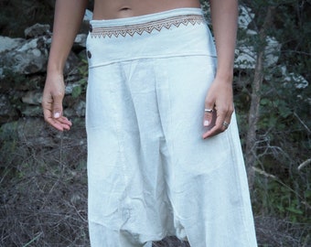 Tribal Harem Pants, Plant Dyed Pants, Tribal Clothing, Drop Crotch Pants, Loose Cotton Harem Trousers, Casual Loose Pants, Comfy Clothing