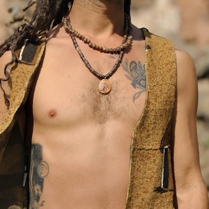 African Mud Cloth Men's Vest: Organic Cotton Tribal Festival Vest