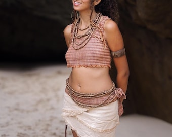 Handwoven Khadi Fringe Crop Top - Eco Friendly Cotton Short Top