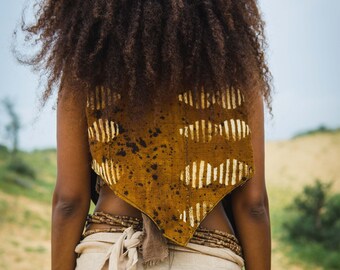 Organic African Mud Cloth Vest, Festival Vest, Tribal Vest, Organic Cotton Vest, Women Top, African Vest, Beach Top, Organic Clothing