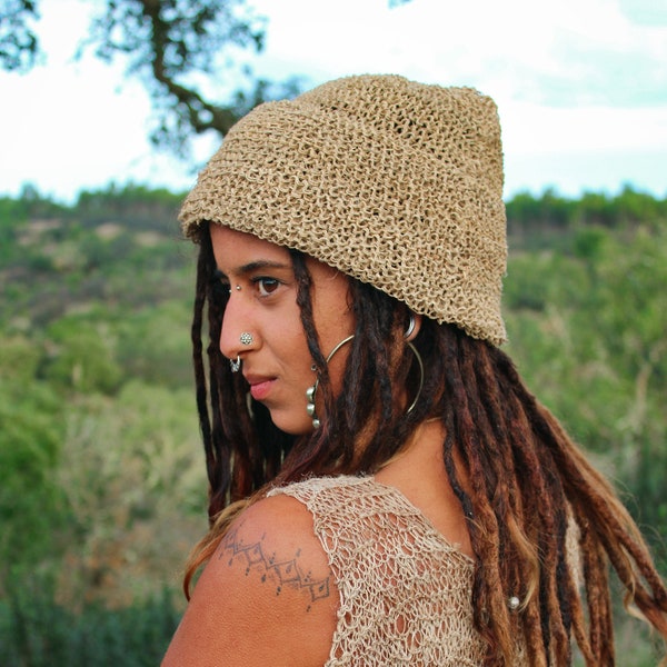 Chapeau en chanvre tissé à la main, chapeau rasta, chapeau dreads en chanvre, bonnet en chanvre, accessoires en chanvre, casquettes en chanvre, chapeau en cannabis, chapeau hippie, bohème, bonnet au crochet