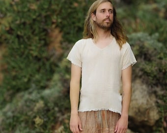 Natural Jute Men's T-Shirt: Earthy Tribal Tee