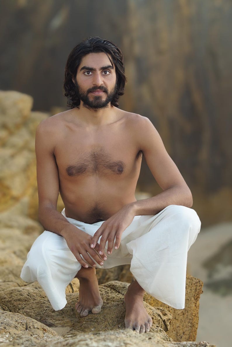 Natural Cotton Fisherman Pants: Unisex Boho Yoga Trousers image 3