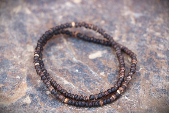 Coconut Wood Bead Bracelet, Multi Strand Bracelet, Unisex Coconut Bracelet, Wood Bead Bracelet, Surfer Bracelet, Coconut Shell Bracelet
