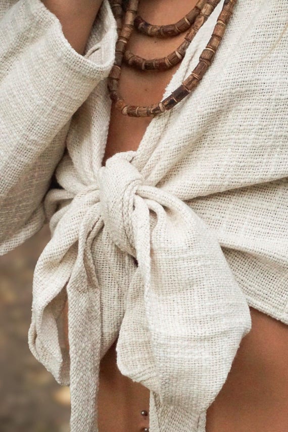 ❖seed and soils /organic cotton wrap top Natural Cotton Wrap Top, Raw Cotton Top, Women Crop Top
