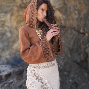 Tribal Hoodie Wrap Top - Organic Dye Boho Tribal Style image 2