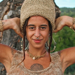 Chapeau en chanvre tissé à la main, chapeau rasta, chapeau dreads en chanvre, bonnet en chanvre, accessoires en chanvre, casquettes en chanvre, chapeau en cannabis, chapeau hippie, bohème, bonnet au crochet image 5