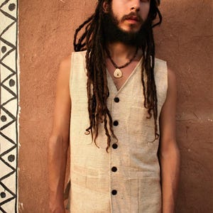 Raw Silk Men Waistcoat, Ceremonial Clothing, Earthy Clothing, Men Vest, Sleeveless Shirt, Boho Clothing, Earthy Men Top, Buttoned Men Shirt