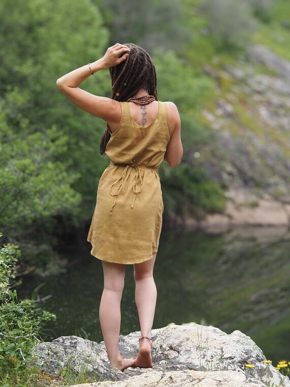 Robe boheme jaune sale