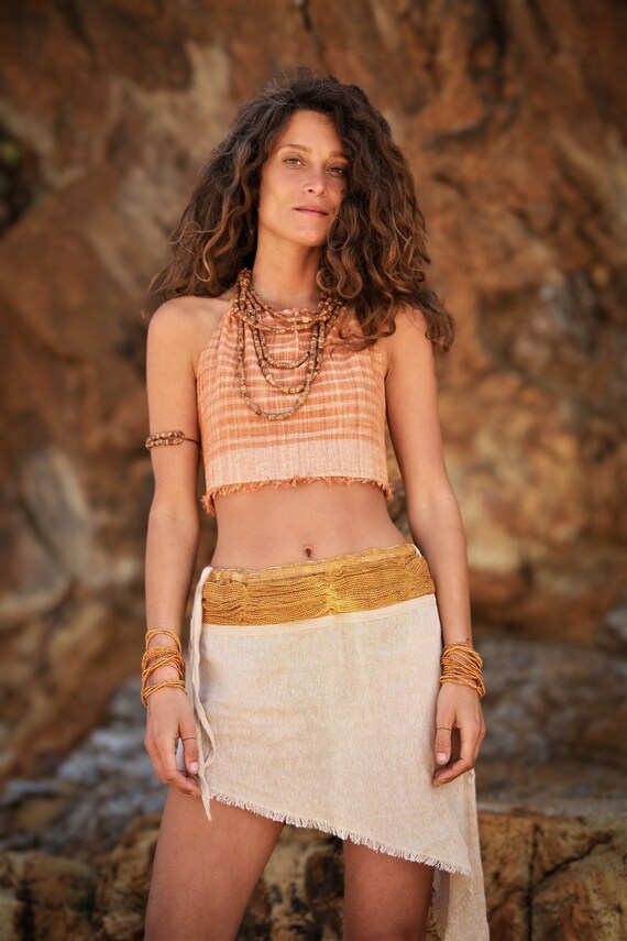Aardse elfenrok boho festivalrok feeenrok tribale rok kort rokje natuurlijke kleding hippierok elfenrok elfenkleding Etsy Nederland
