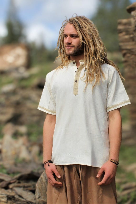 Natural Khadi Men Shirt, White Shirt, Ceremonial Shirt, Hippie T-shirt,  Boho Shirt, Men Tee, Hippie Clothing, Cotton Shirt, Tribal Clothing - Etsy